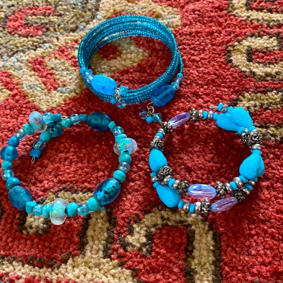 Set of Blue Beaded Bracelets - Picture 3 of 3